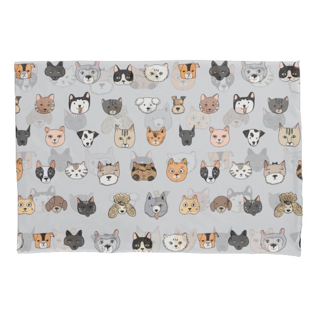 Housse D'oreillers Amusement animal : Chiens de chats Doodle Mix (devant)