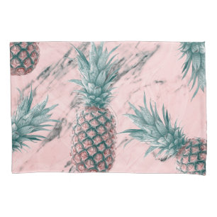 Housse D'oreillers Ananas & Marbre Rose Tourbillon Moderne Chic Tropi