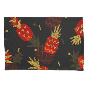 Housse D'oreillers Ananas rouge, parties scintillant, arrière - plan 