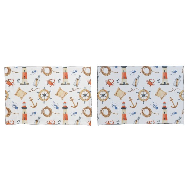 Housse D'oreillers Ancre nautique Marine Cute Kids (devant-Set)