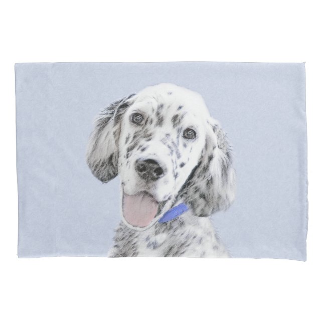 Housse D'oreillers Anglais Setter Blue Belton Peinture Chien Art (devant)