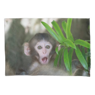 Housse D'oreillers Animaux de bébés cutest   Singe des neiges surpris