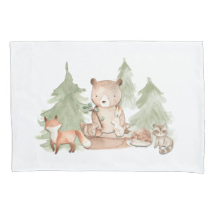 Housse D'oreillers Animaux de la forêt de bois aquarelle Chambre de b