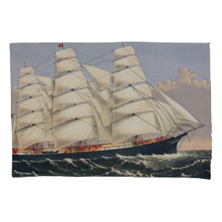Housse D'oreillers Antique Navire de Navigation Maritime Currier & Iv
