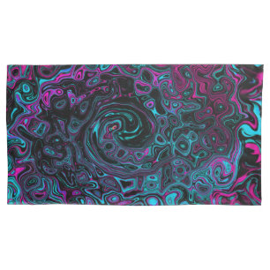 Housse D'oreillers Aqua Magenta et Abstrait noir