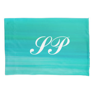 Housse D'oreillers Aquamarine turquoise ocean water monogram