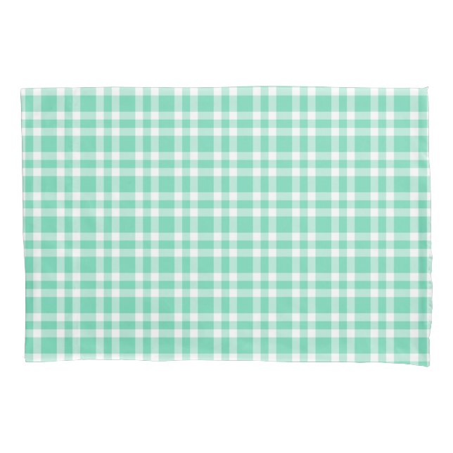 Housse D'oreillers Aquamarine White Plaid Pattern (devant-gauche)