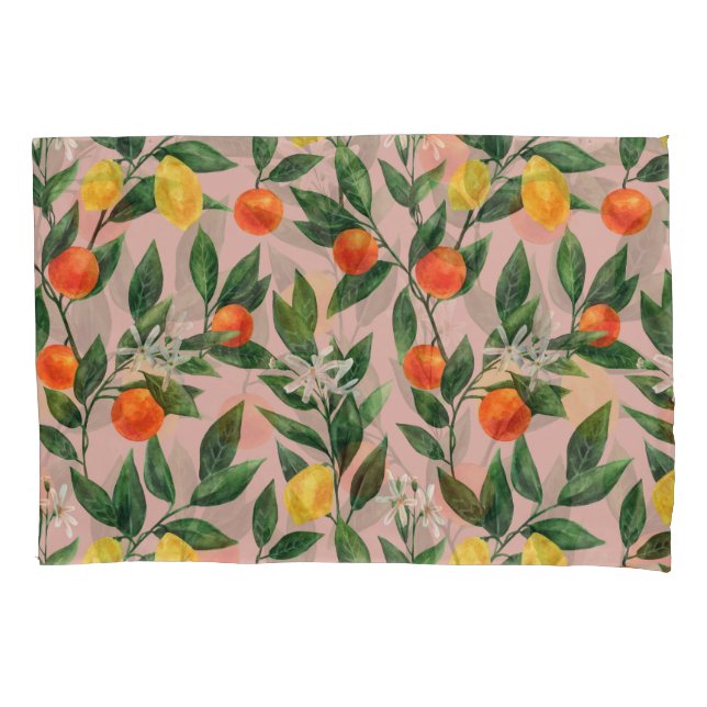 Housse D'oreillers Aquarelle Agrumes Branches Motif (devant)