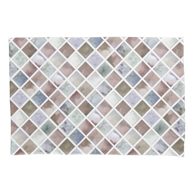 Housse D'oreillers Aquarelle. Carré beige et gris (devant)