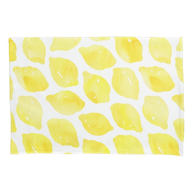 Housse D'oreillers Aquarelle Citron jaune blanc Motif d'été (devant)
