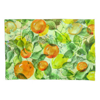 Housse D'oreillers Aquarelle citrons, fleurs, agrumes motif.
