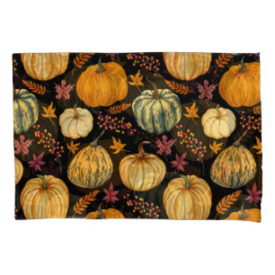 Housse D'oreillers Aquarelle Citrouilles : Automne Motif sans couture