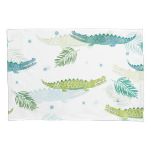 Housse D'oreillers Aquarelle de crocodile : Motif Vintage d'alligator
