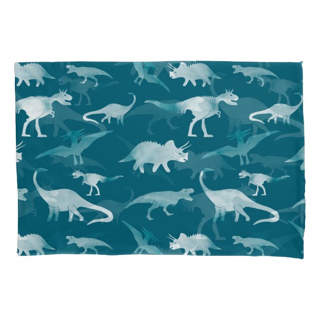 Housse D'oreillers Aquarelle de dinosaure : Motif textile (devant)