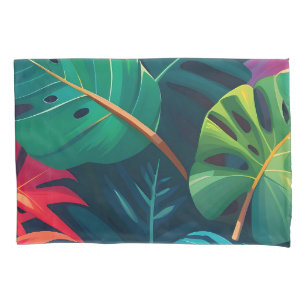 Housse D'oreillers Aquarelle de feuillage tropical Paradis