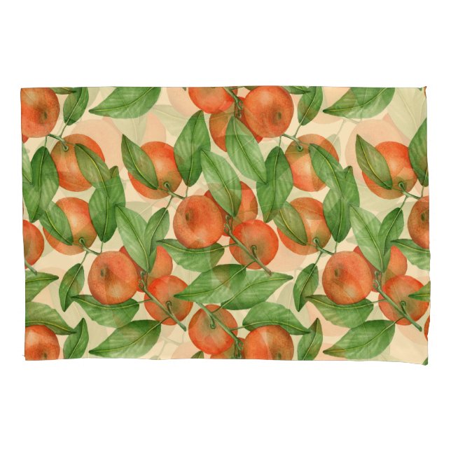 Housse D'oreillers Aquarelle de mandarine, motif de fruits sans soudu (devant)
