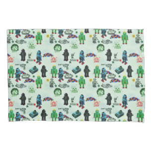 Housse D'oreillers Aquarelle de robot spatial Humour vintage