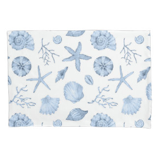 Housse D'oreillers Aquarelle des coques bleues
