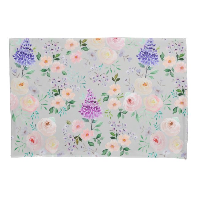 Housse D'oreillers Aquarelle gris Antarctique Florale (devant)