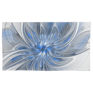 Housse D'oreillers Aquarelle gris bleu Abstrait Fractal Art Flower