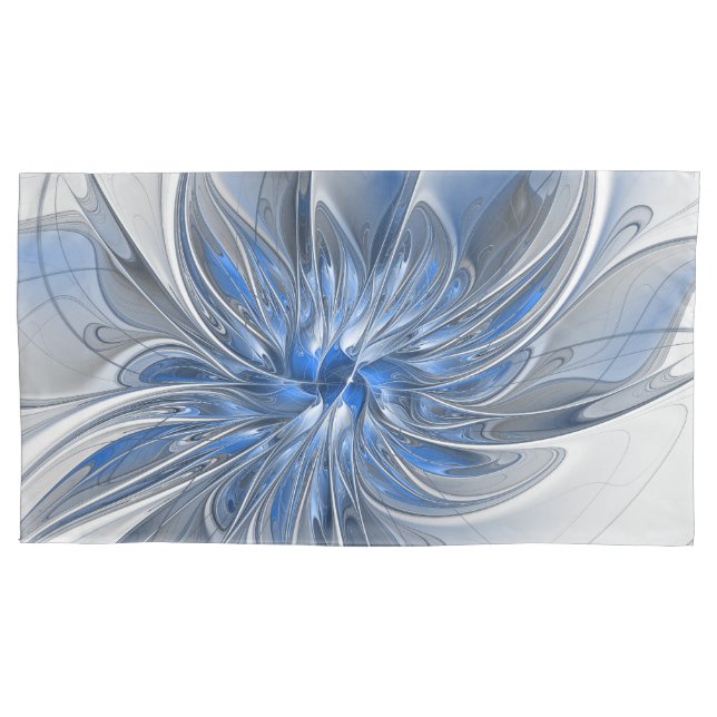Housse D'oreillers Aquarelle gris bleu Abstrait Fractal Art Flower (devant)