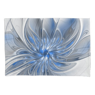 Housse D'oreillers Aquarelle gris bleu Abstrait Fractal Art Flower
