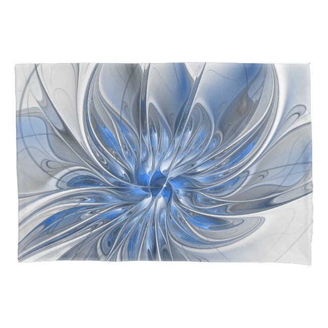Housse D'oreillers Aquarelle gris bleu Abstrait Fractal Art Flower (devant)