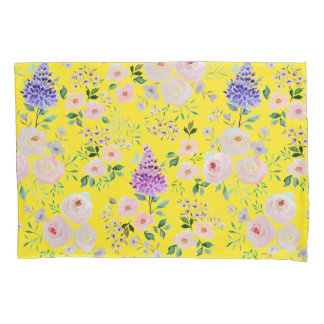 Housse D'oreillers Aquarelle jaune pâle Floral