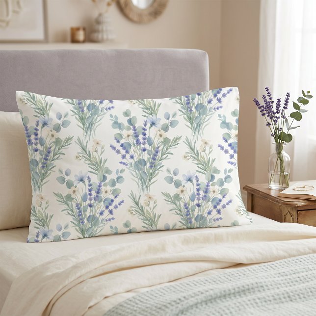 Housse D'oreillers Aquarelle lavande et eucalyptus (Créateur téléchargé)