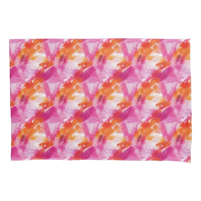 Housse D'oreillers Aquarelle Orange Rose Abstrait (devant)