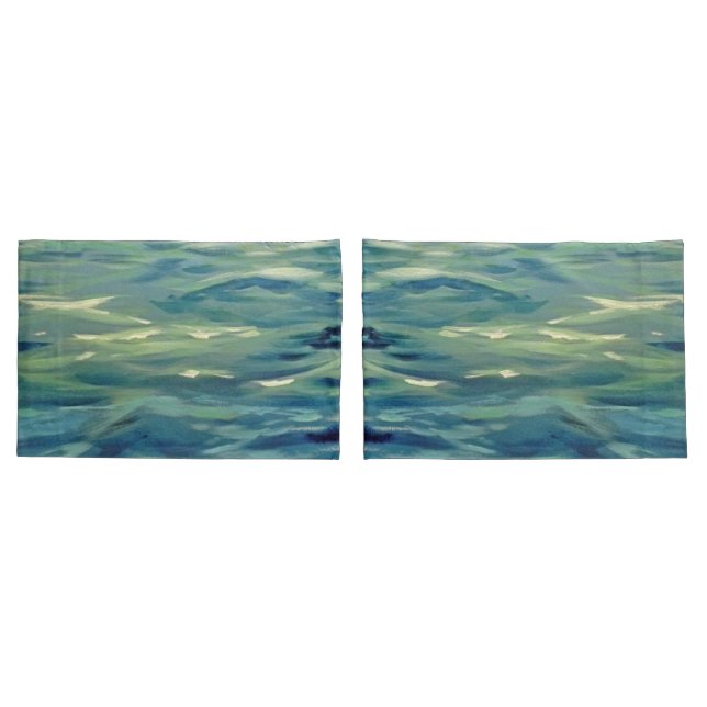 Housse D'oreillers Aquarelle Peinture Des Vagues Océaniques (Dos-Set)