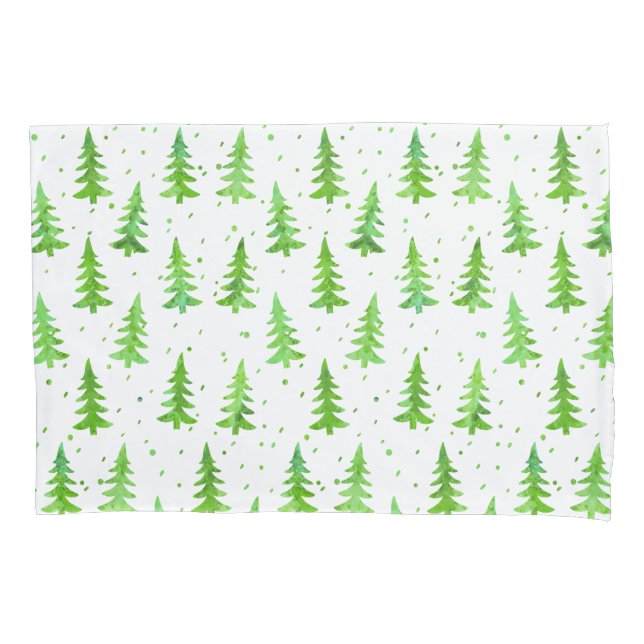 Housse D'oreillers Aquarelle Pine Arbres (devant)