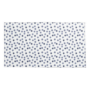 Housse D'oreillers Aquarelle Point de polka bleu