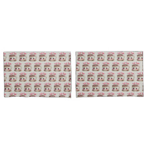 Housse D'oreillers Aquarelle rose et crème mignonne Motif de cacao ch