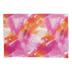 Housse D'oreillers Aquarelle rose orange Abstrait