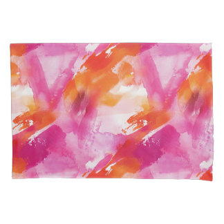 Housse D'oreillers Aquarelle rose orange Abstrait