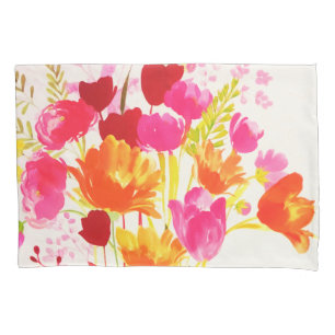 Housse D'oreillers Aquarelle rose pâle de prairie florale