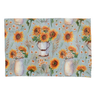 Housse D'oreillers Aquarelle Rustique Sunny, Motif sans couture.