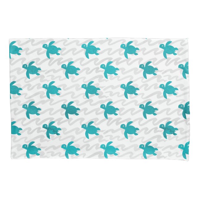 Housse D'oreillers Aquarelle Tortue marine Shibori Wave (devant)