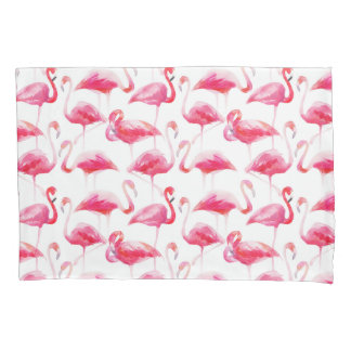 Housse D'oreillers Aquarelle tropicale Flamingo rose pâle