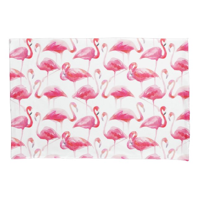 Housse D'oreillers Aquarelle tropicale Flamingo rose pâle (devant)