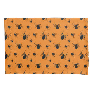 Housse D'oreillers Araignées Halloween motif noir et orange