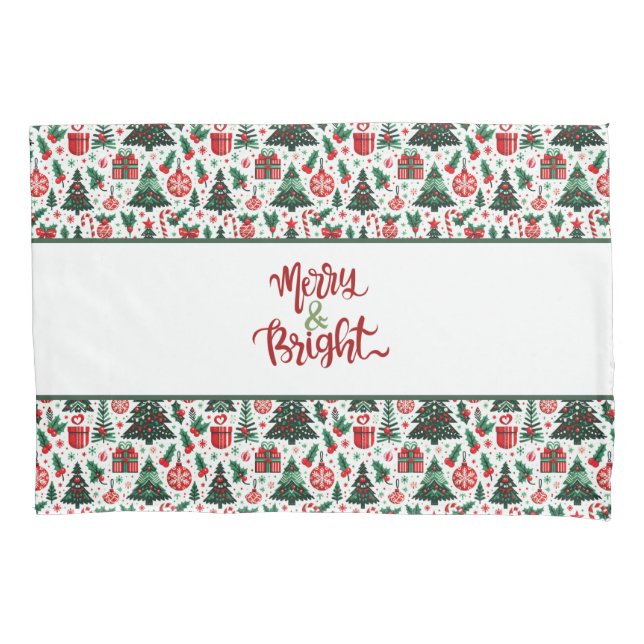 Housse D'oreillers Arbre de Noël, cadeaux, sucre de canne (devant)