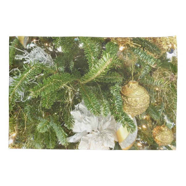 Housse D'oreillers Arbre de Noël I Argent et Or (Dos)