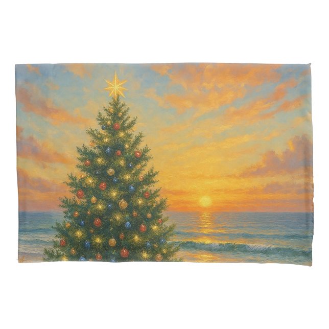Housse D'oreillers Arbre de Noël nautique/cotier plage (devant)
