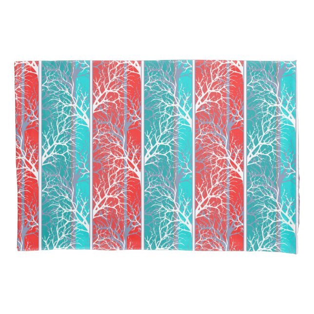 Housse D'oreillers Arbres abstraits sans joint branche corail bleu li (devant)