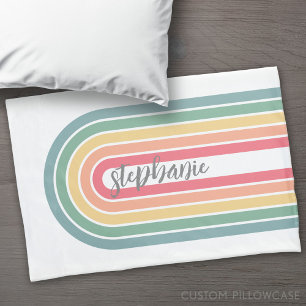 Housse D'oreillers Arc Retro Line Pastel Arc-en-ciel Couleurs Nom du 