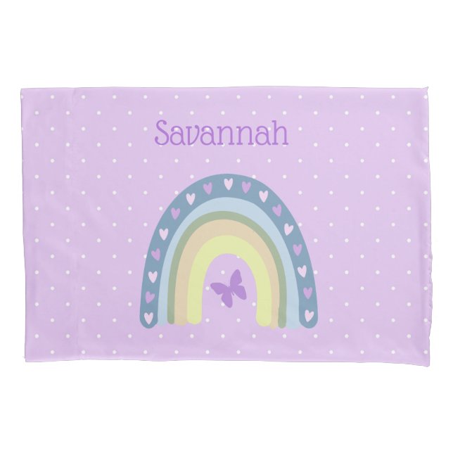 Housse D'oreillers Arcs-en-ciel et papillons Monogramme Coussin Coque (devant)