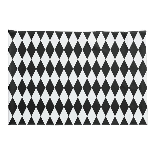 Housse D'oreillers Arlequin Motif de diamants noir et blanc (Dos-Droit)