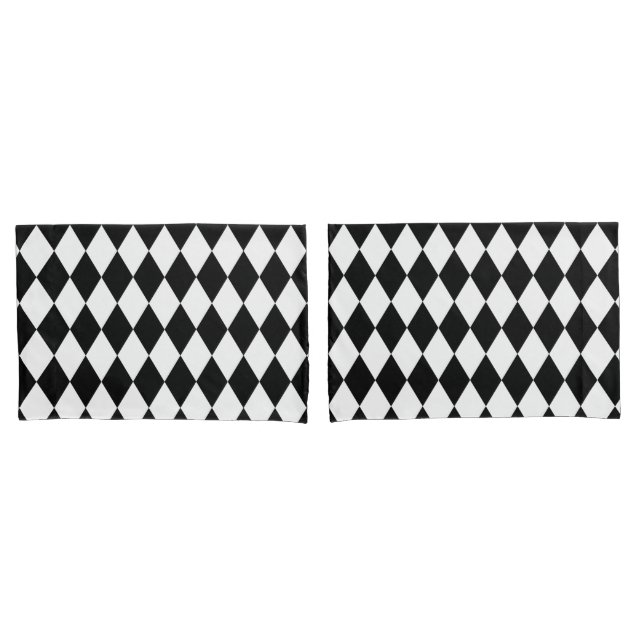 Housse D'oreillers Arlequin noir et blanc (devant-Set)